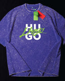 Hugo- Heavy Cotton Acid Wash Drop Shoulder T-shirt -Blue