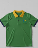 Ringer Polo - Corporate - Performance Mesh Lycra - Green  | Collar: Yellow Cuff : Navy