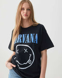 H&M Oversized T-Shirt Black Nirvana