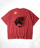 P Shaded - Heavy Cotton Acid Wash Drop Shoulder T-shirt - Maroon