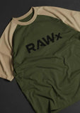 RAWx - Flexi Raglan Drop Shoulder T-shirt  Olive/beige