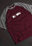 RAWx Classic Graphic Drop Shoulder Raglan T shirt  Maroon/Grey