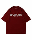 Balmain paris mens drop tee Maroon