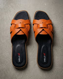 VELO Genuine Leather Women Sandal Black Orange