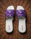 VELO Genuine Leather Women Sandal White Purple