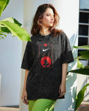 NIKE- Heavy Cotton Acid Wash Drop Shoulder T-shirt -  Black