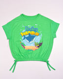 Kids Graphic Tee With Elastic Bottom-Green