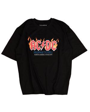 PULL&BEAR AC/DC T-shirt   Black