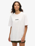 Superdry White Oversized Micro Logo Graphic 100% Cotton T-Shirt