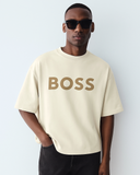 Hugo Boss Logo Printed Crewneck T-shirt Beige