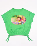 Kids Graphic Tee With Elastic Bottom-Green