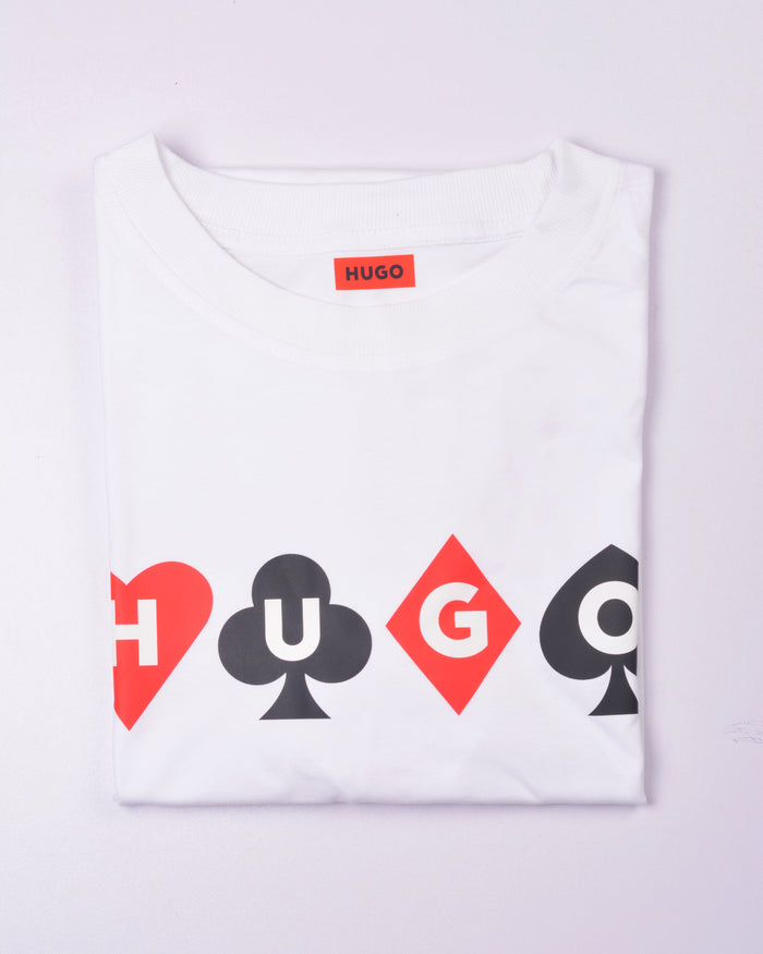 Hugo Cotton- T-shirt with playing-cards logo White