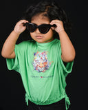 Kids Graphic Tee With Elastic Bottom-Green