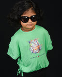 Kids Graphic Tee With Elastic Bottom-Green