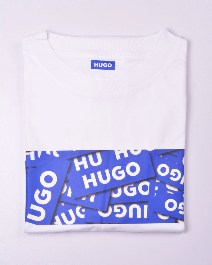 HUGO Nalayo Short Sleeve T-Shirt, White/Blue