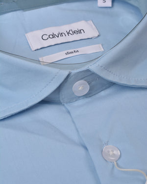 Calvin Klein Steel Solid Slim Stretch Shirt Shirt  Sky Blue