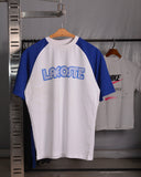 Lacoste Line Drop Shoulder Raglan T shirt  Blue/White