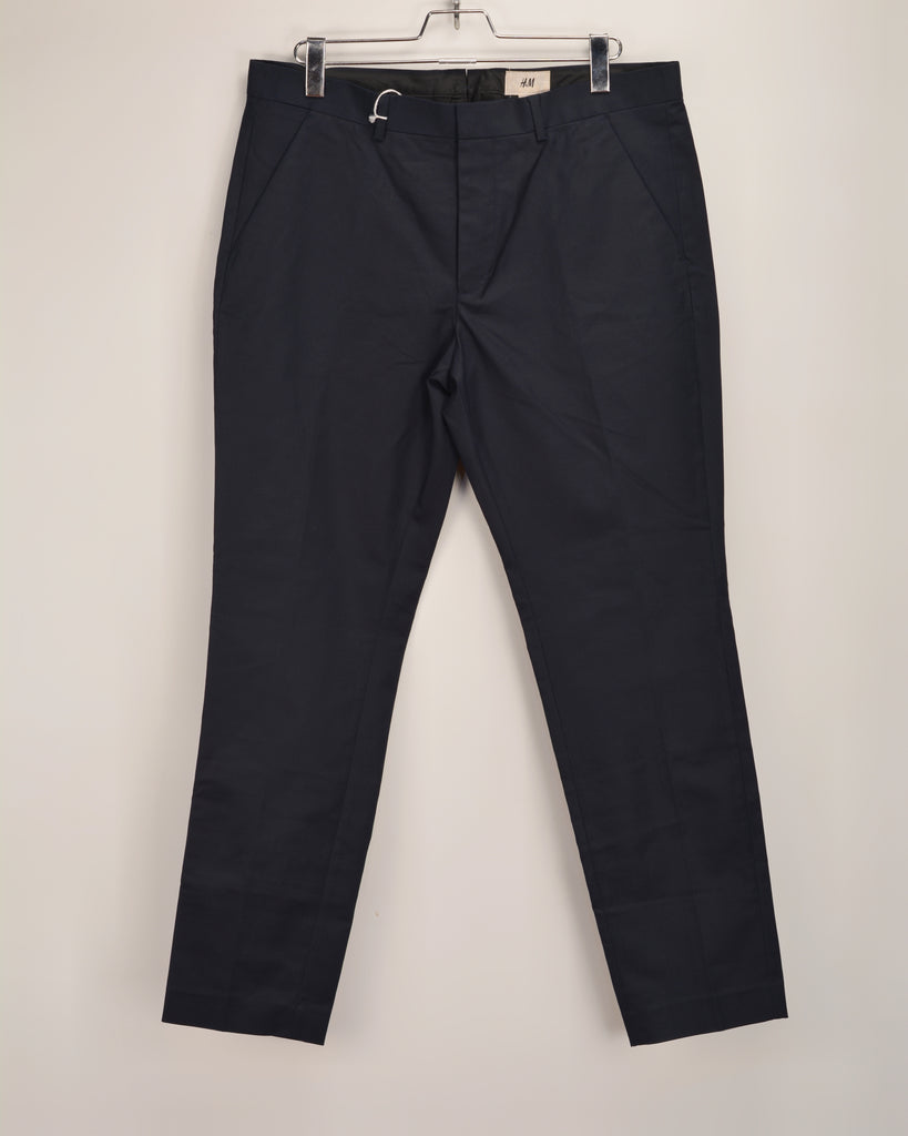 H&M Slim Fit Suit Pants Back pocket without Button Navy | handsandhead