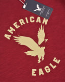 Ae Super Soft Raglan Logo Graphic T-shirt Contrast Stitch Red/Beige