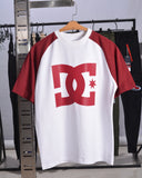 DC Star Drop Shoulder Raglan T shirt  White/Maroon