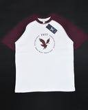 Ae Super Soft Raglan Logo Graphic T-shirt Contrast Stitch Maroon White