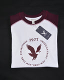 Ae Super Soft Raglan Logo Graphic T-shirt Contrast Stitch Maroon White