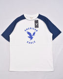 Ae Super Soft Raglan Logo Graphic T-shirt Contrast Stitch White/Blue