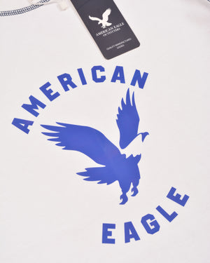 Ae Super Soft Raglan Logo Graphic T-shirt Contrast Stitch White/Blue