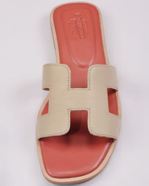 H CUT-OUT WOMEN ORAN SANDAL CONTRAST RED AND BEIGE