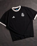 Real Madrid  Ringer Black/White Drop Shoulder T-Shirt