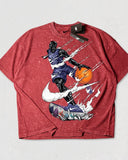 Nike X Jordan- Heavy Cotton Acid Wash Drop Shoulder T-shirt -Maroon