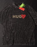 Hugo- Heavy Cotton Acid Wash Drop Shoulder T-shirt -  Black