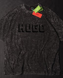 Hugo- Heavy Cotton Acid Wash Drop Shoulder T-shirt -  Black