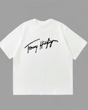 Tommy signature logo front print t-shirt in white