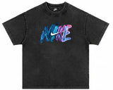 NIKE- Heavy Cotton Acid Wash Drop Shoulder T-shirt -  Black