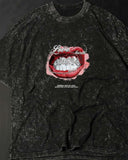 H&M- Heavy Cotton Acid Wash Drop Shoulder T-shirt -  Black