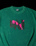 P shade cat - Heavy Cotton Acid Wash Drop Shoulder T-shirt -Green