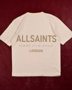 ALLSAINTS Underground Oversized Crew Neck T-Shirt Beige