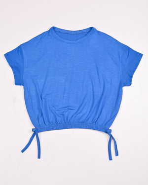 Kids Graphic Tee With Elastic Bottom-Blue