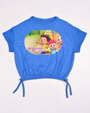 Kids Graphic Tee With Elastic Bottom-Blue