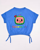 Kids Graphic Tee With Elastic Bottom-Blue