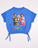 Kids Graphic Tee With Elastic Bottom-Blue