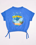 Kids Graphic Tee With Elastic Bottom-Blue