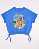 Kids Graphic Tee With Elastic Bottom-Blue