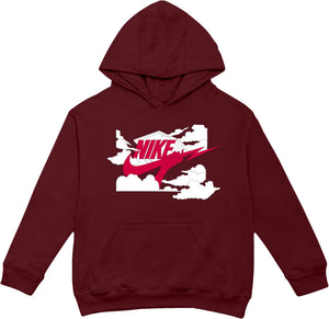 Nike Swoosh lightning graphic Hoodie Burgundy