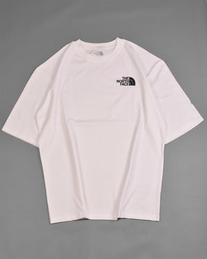 The North Face Vertical logo backprint t-shirt in white/yellow