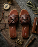 VELO Genuine Leather Women Sandal Dark Brown