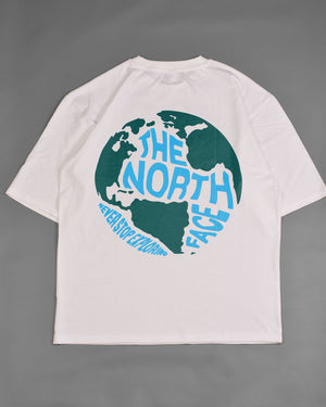 The North Face  Blue Globe Back Print Oversized T-shirt White