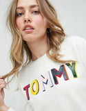 Tommy Jeans signature logo front print t-shirt in white