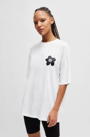 HUGO Oversized-fit T-shirt in cotton with new-season logo white